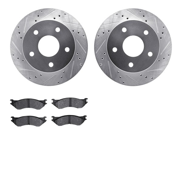 Dynamic Friction Co 7302-40067, Rotors-Drilled and Slotted-Silver with 3000 Series Ceramic Brake Pads, Zinc Coated 7302-40067